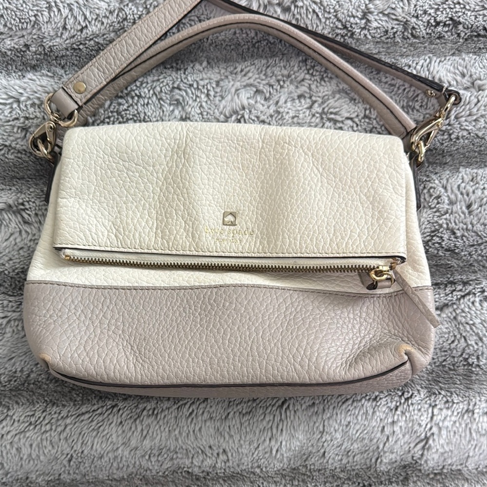 Kate Spade Cream and Tan Leather Crossbody Bag